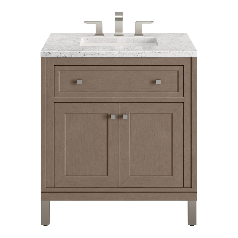 Chicago 30'' W Single Vanity, Eternal Jasmine Pearl, 8" Widespread, Walnut Whisper