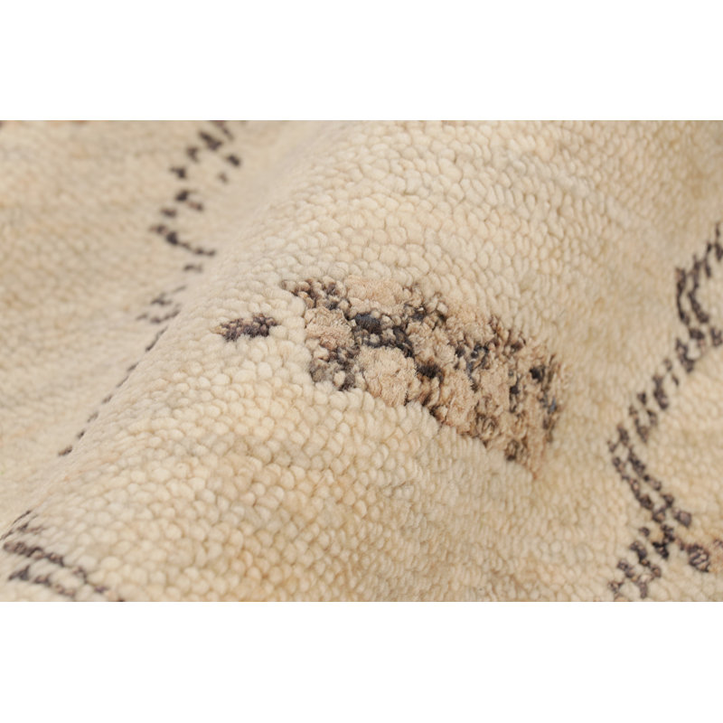 Moroccan Hand Knotted Wool Geometric Area Rug, Runner 3' x 8'
