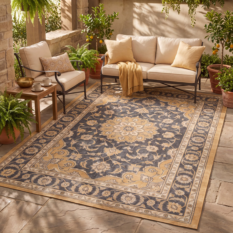 Tapis traditionnel persan à médaillon délavé en épine-vinette, coloris or, gris, vert et ivoire, antidérapant, à poils courts, idéal pour l'intérieur et l'extérieur, adapté aux animaux domestiques, pour salon, chambre, salle à manger, entrée, couloir, bureau. Lavable.