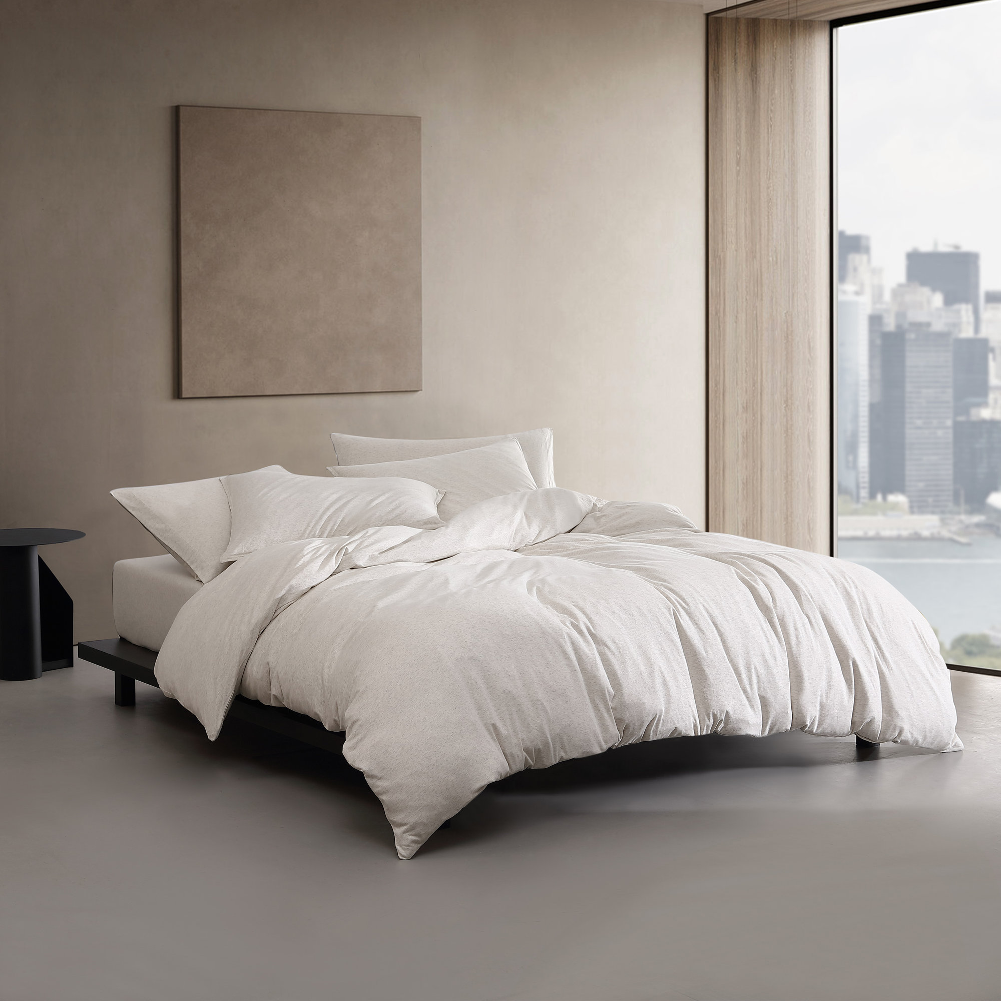Calvin Klein Modern Cotton Melange Duvet Cover Set, Ivory/Gray, King Duvet Cover +  2 King Shams