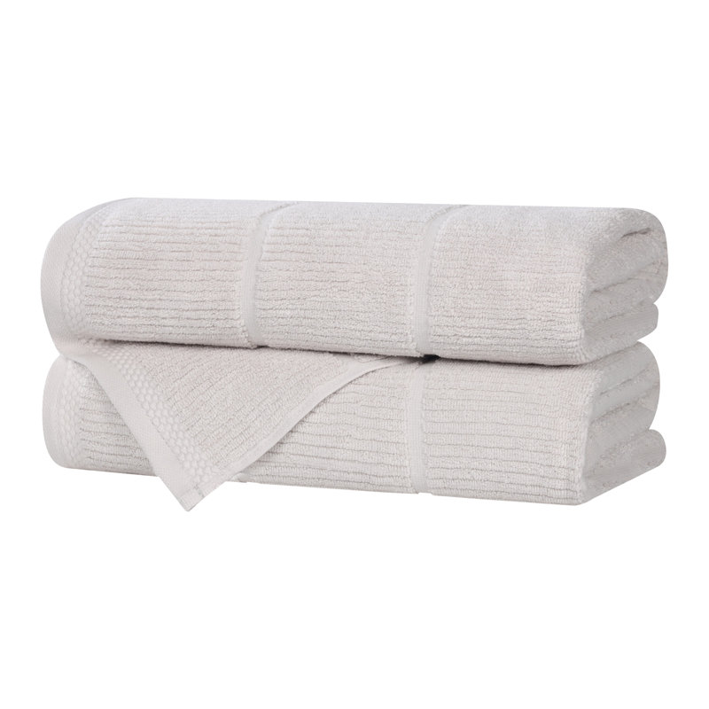Milo Smart Twist Viscose Cotton Blend Medium Weight Quick Dry Solid Ribbed Bath Towels, Silver, Bath Towels - 2 Pack