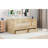 Wood Daybed With Fence Guardrails And 2 Drawers, Split Into Independent Floor Bed With Daybed-433976545-433976559