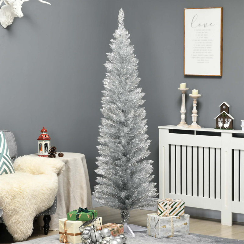 Arbre de Noël artificiel 6 pi avec 390 branches réalistes et un support en plastique robuste, facile à assembler et à ranger
