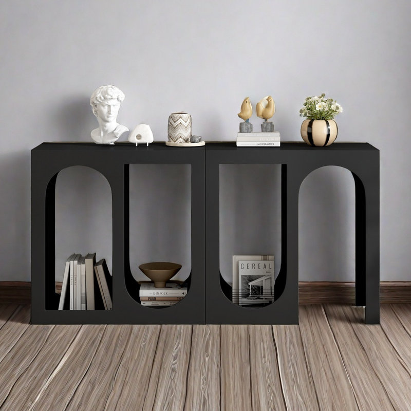 Console d'entrée modulaire avec extérieur rectangulaire et design intérieur incurvé pour des aménagements personnalisables, convenant à un bureau, une entrée et un salon