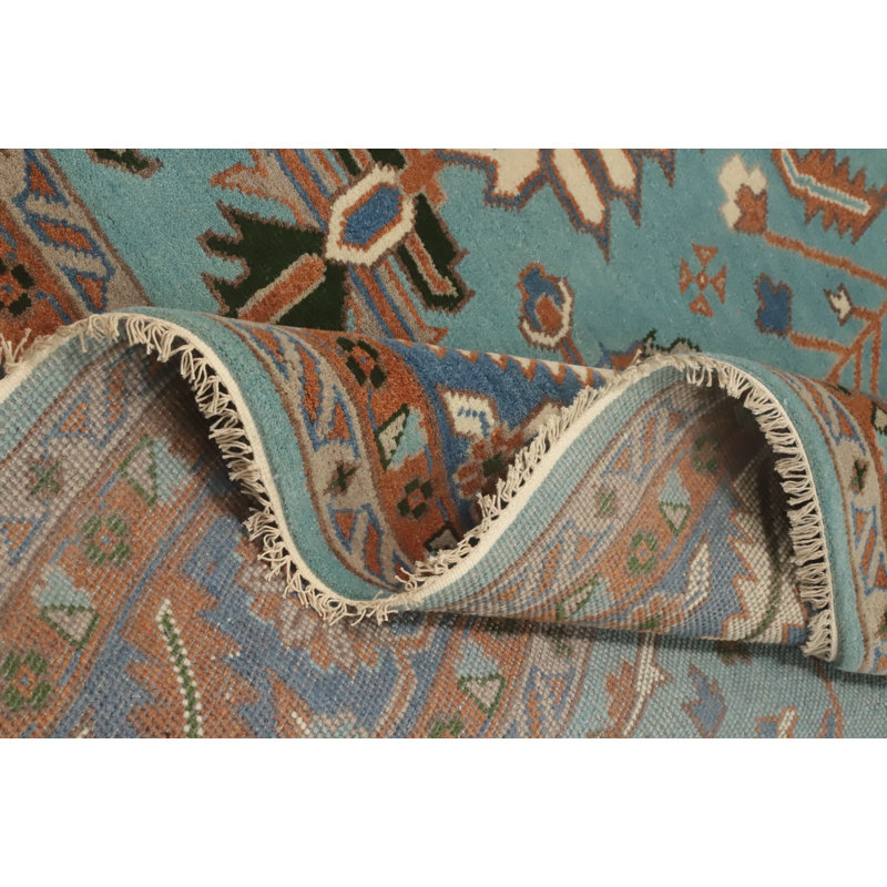 Tapis unique en coton 14 pi 0 po x 11 pi 10 po bleu marine et bleus