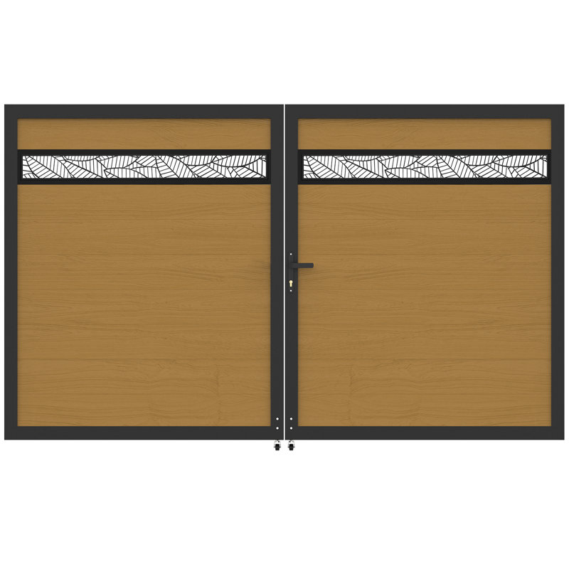 Barrière d'intimité décorative 6 pi H * 8 pi l avec cadres en métal et ensembles de poignées, double barrière en bois composite en plastique - sans les poteaux