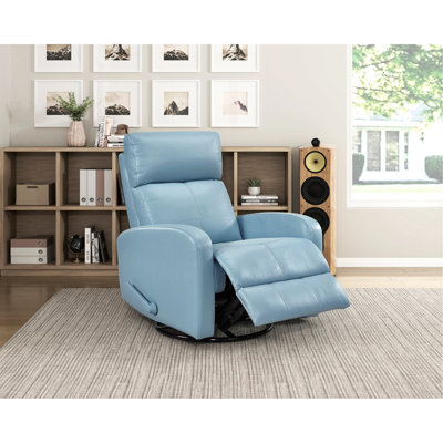 Fauteuil inclinable et oscillant avec mouvement pivotant et revêtement en cuir bleu