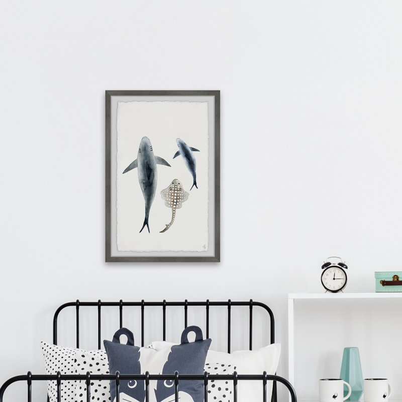 Chisholm 'Sharks and the Ray' Framed Print, 30" H x 20" W x 1.5" D