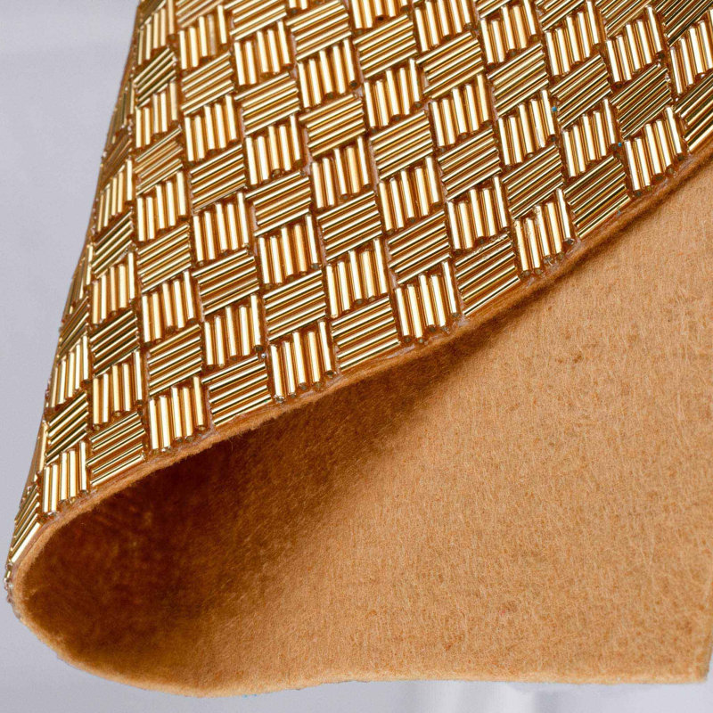 Sparkles Home Gilded Square Beaded Placemat | Glass Beads, Slip-Proof Felt Backing | Gold or Silver, Gold