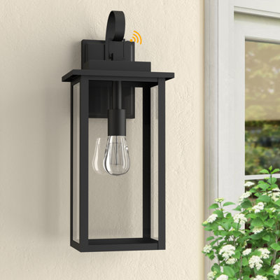 1 applique murale d'extérieur en fer trempé noir ETL 19 po H 1 po avec crépuscule à l'aube