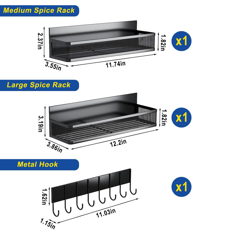 Wall Mounted Required Spice Rack with Adjustable Racks