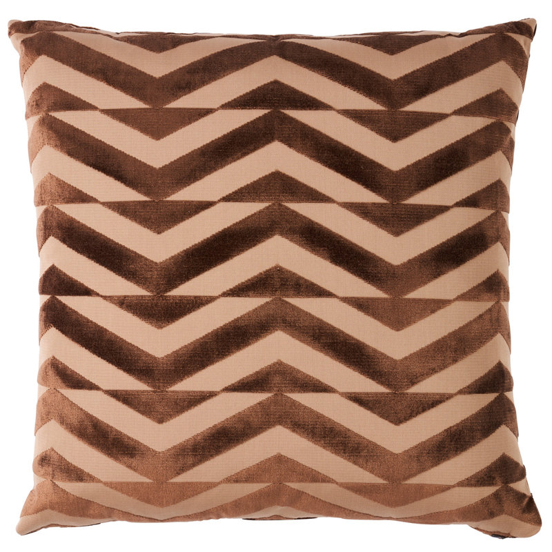 Schumacher x Miles Redd Broken Chevron Pillow, Olive/Khaki, 14'' x 14''