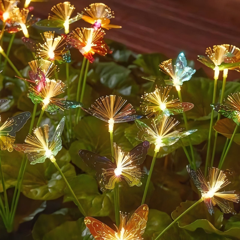 Butterfly solar courtyard ground mounted lights
