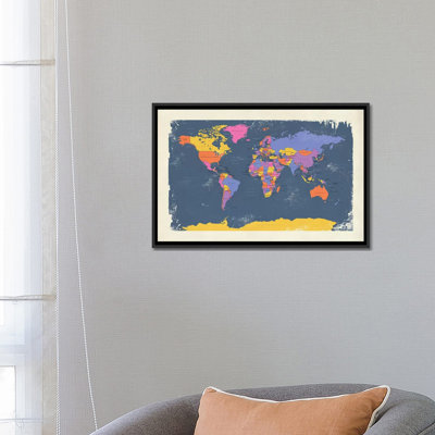 «Retro Carte politique du monde III» par Michael Tompsett, impression sur toile