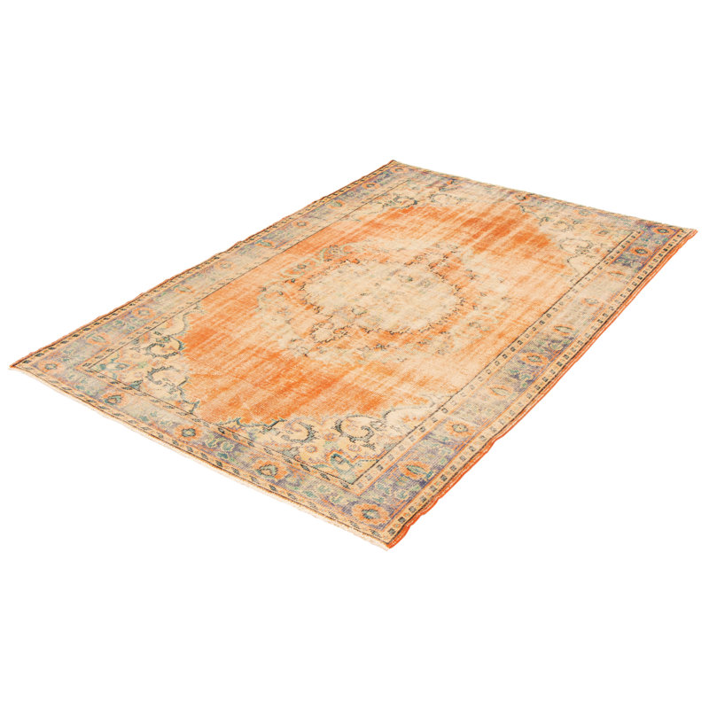 Tapis unique en laine noué à la main style années 1990 de 6 pi 6 po x 9 pi 4 po Mountcasel