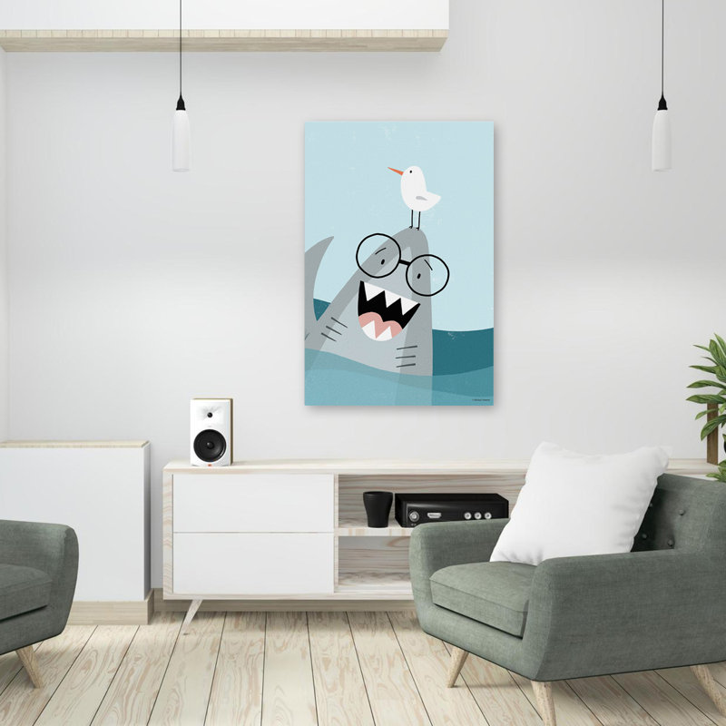 Shark Hello - dessin nautique d'enfants fantaisistes, H 36 po x l 24 po