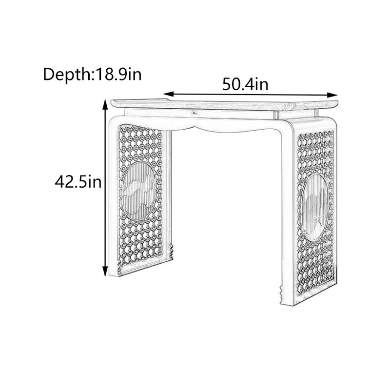 New Chinese Style Entrance Console, 42.5" H x 50.4" W x 18.9" D