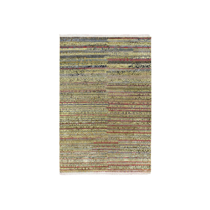 Tapis brun et vert en laine noué à la main 6 pi 1 po x 9 pi 1 po 0E48A76AF7D143F390CB327CDDE99217