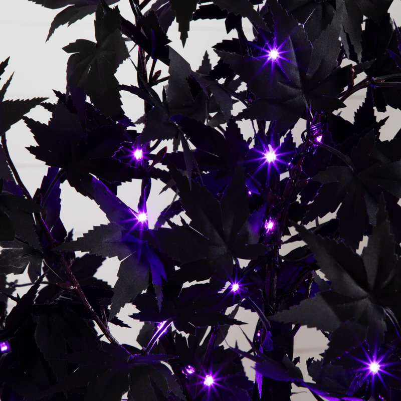 Arbre d'érable artificiel pré-éclairé avec 240 lumières DEL orange et mauves, H 60 po x l 32 po x P 32 po
