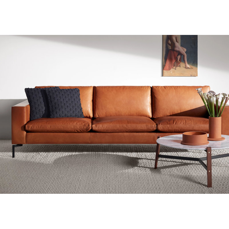 New Standard Sofa, Granite Genuine Leather, 32" H x 78" W x 35" D