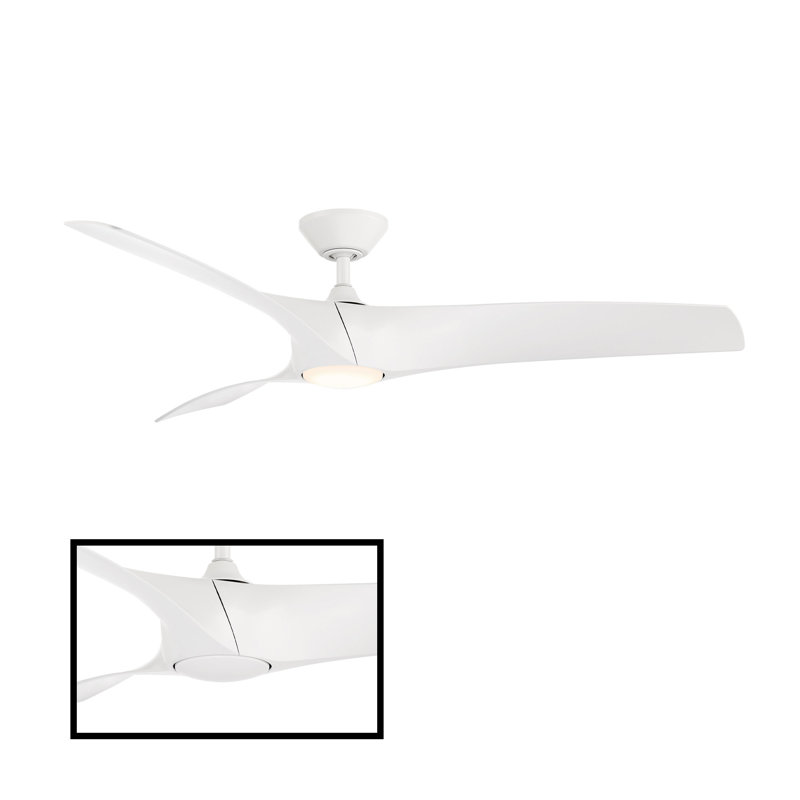Zephyr 3 - Blade Outdoor/Indoor Smart Ceiling Fan with Light Kit And Remote Control Included, Matte White, 62"