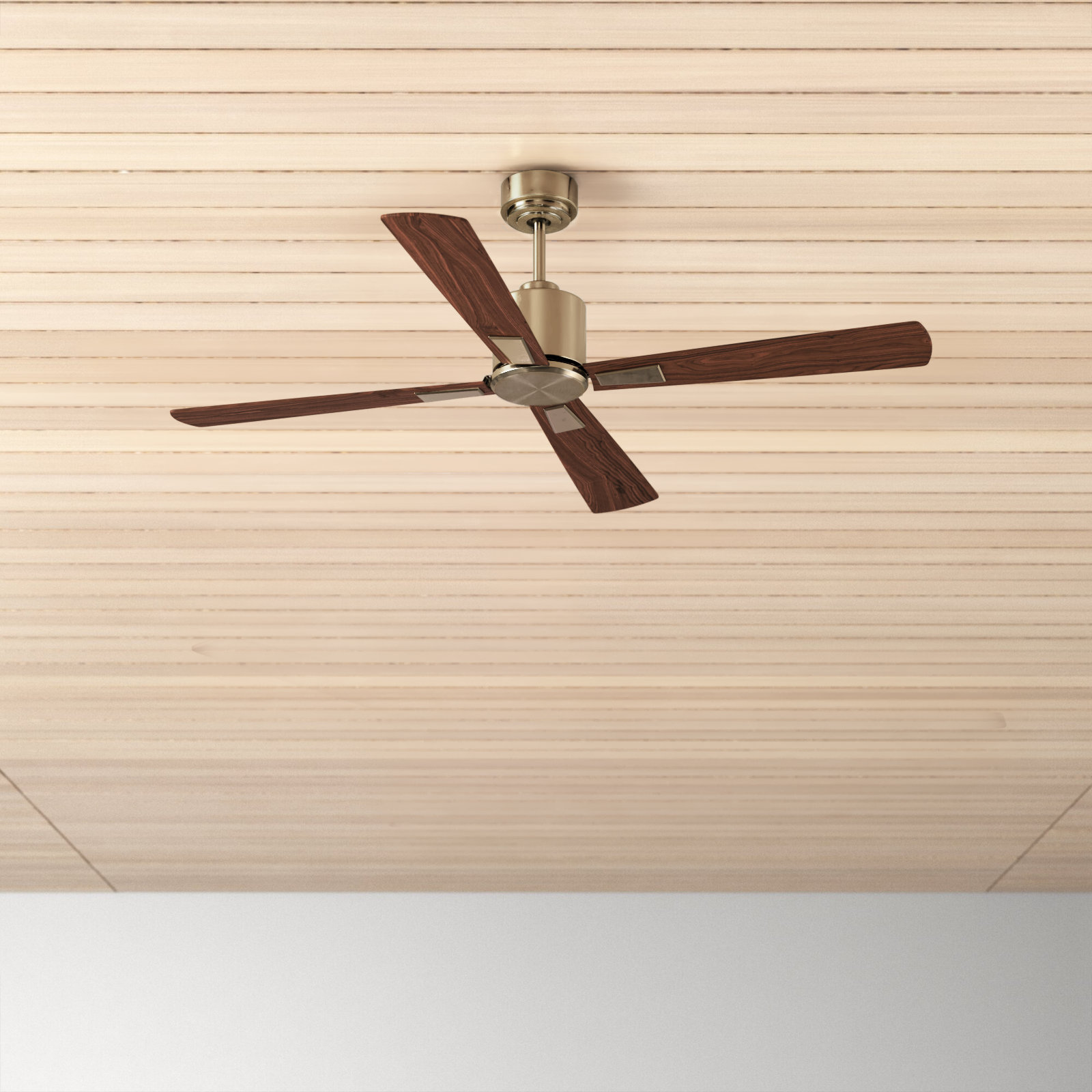Harford 52" Ceiling Fan, Antique Brass with Walnut Blades