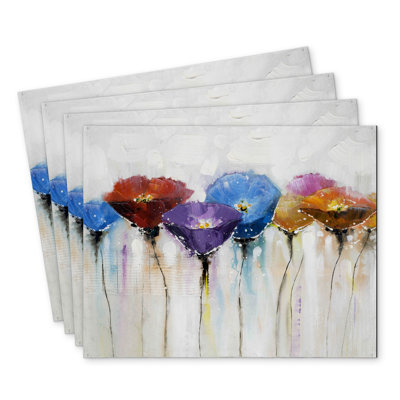 Colorful Flowers Polyester Boltwood Set of 4 | Home Decor