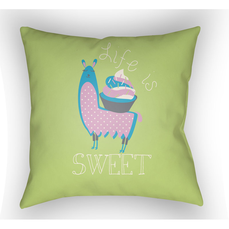 Littles Life Is Sweet Throw Pillow, 18" H x 18" W x 4" D, Magenta