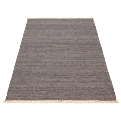 Tapis rectangulaire unique de 4 pi 11 po x 7 pi 11 po gris foncé