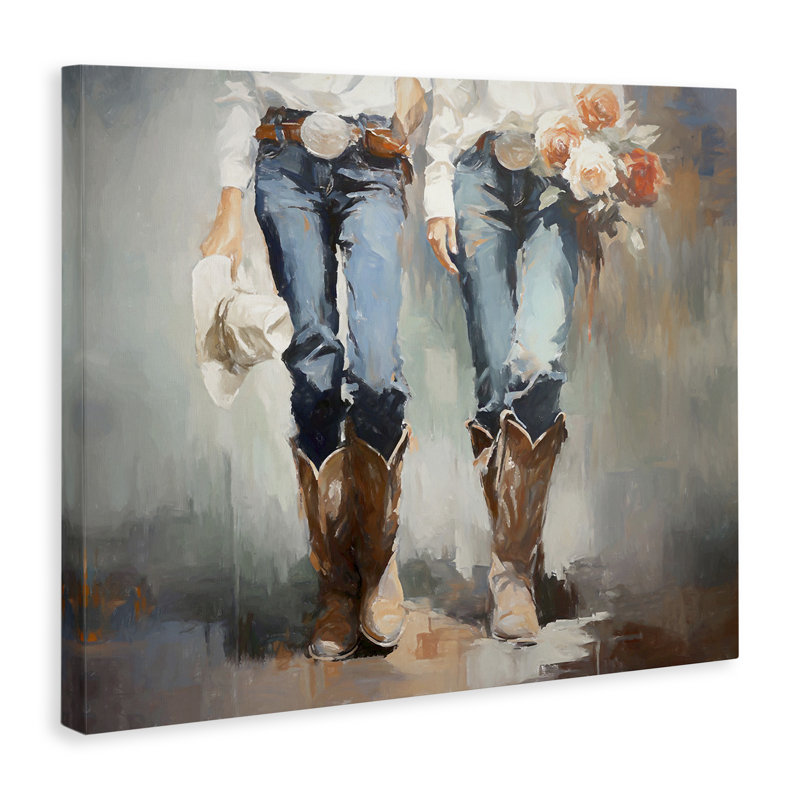 Art floral sur toile paire de vaches florales par Ramona Murdock, H 24 po x l 30 po