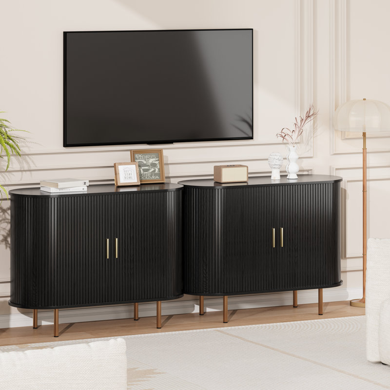 Buffet 39 po avec portes coulissantes et tablettes réglables, 15.75"D x 39.37"W x 29.53"H, Black