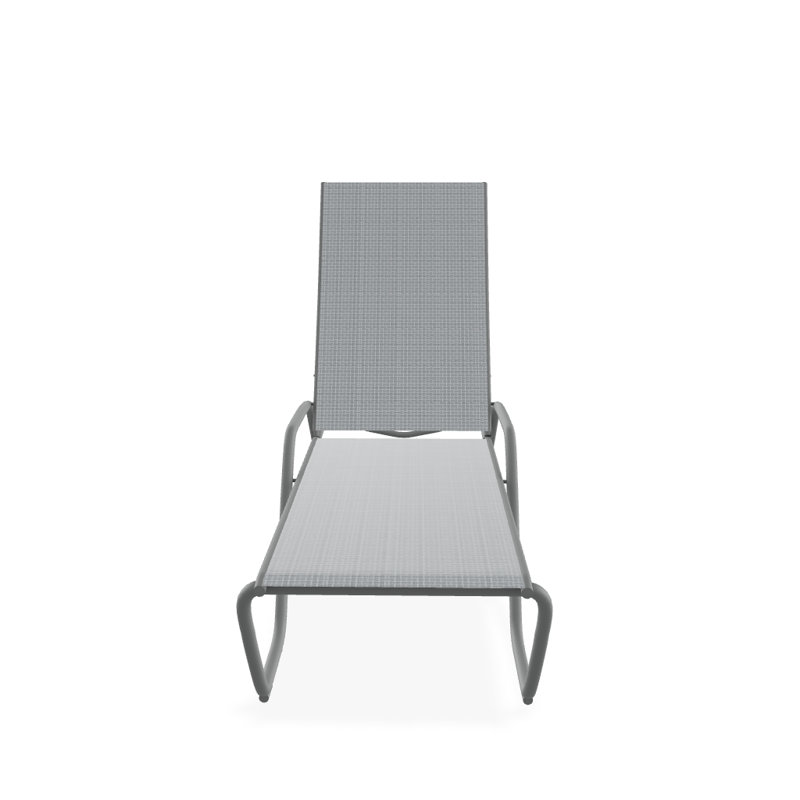 Outdoor Rust-Resistant Metal Chaise Lounge, Textured Graphite, Boulder