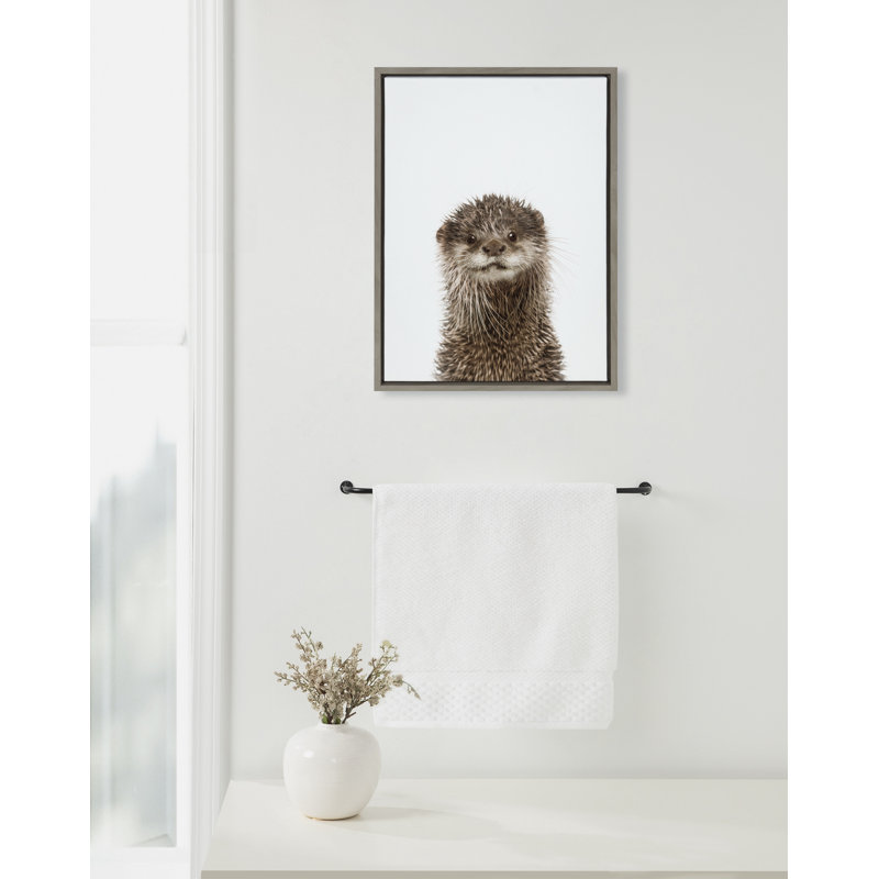 "Animal Studio Otter" par Amy Peterson, reproduction d'art sur toile encadrée, Cadre gris