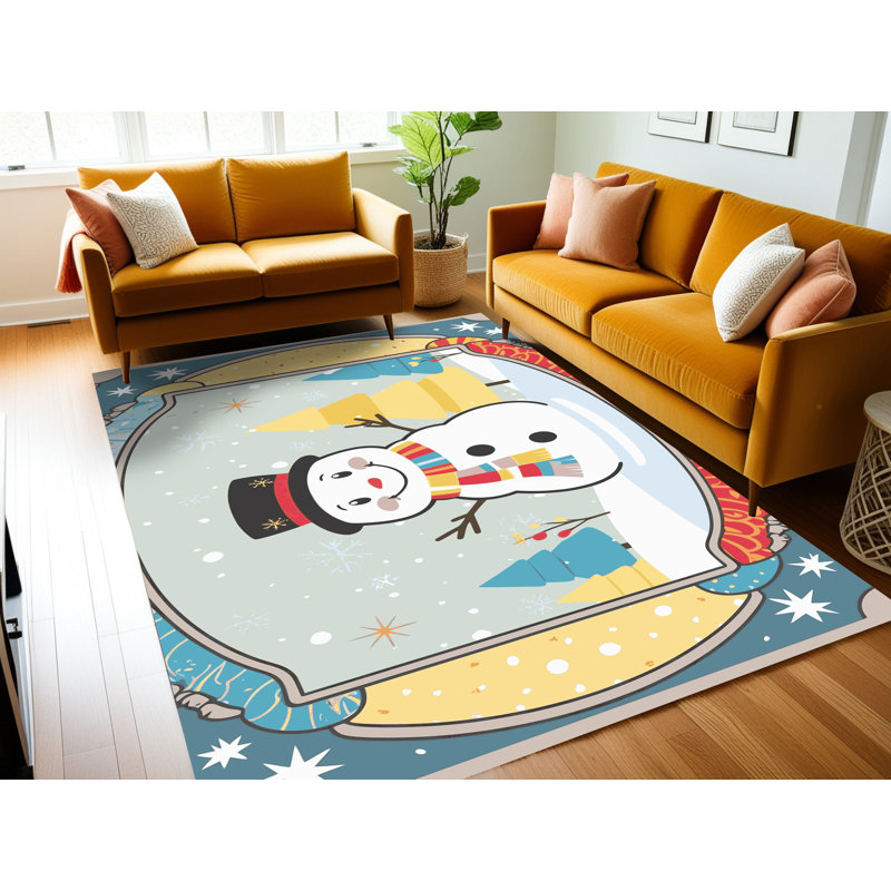 Tapis de vacances d'hiver de Noël lavable The Holiday Aisle®, Rectangulaire 2 pi x 3 pi