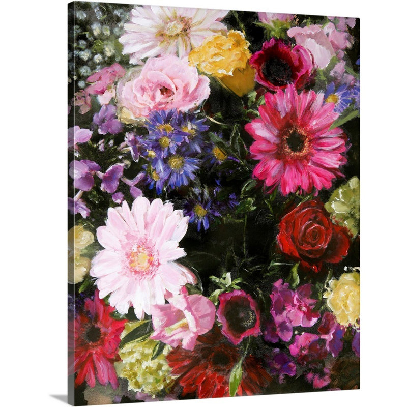 Fleur foncée - reproduction d'art, H 14 po x l 11 po x P 1,25 po, Toile tendue