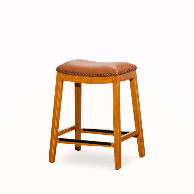24" Counter Stool Finish, Saddle Leather Seat