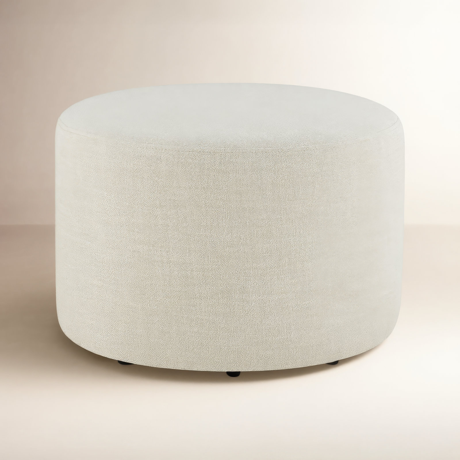 Danva 24" Genuine Leather Ottoman, Effie Linen Performance Linen