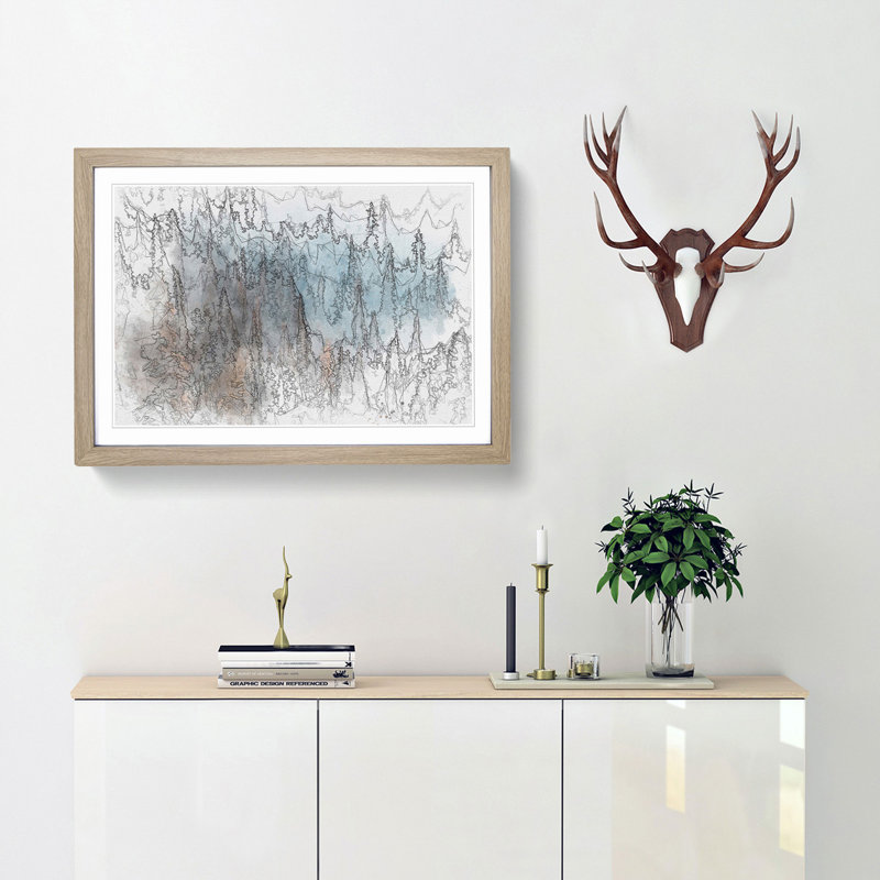 Misty Forest in Banff Canada - Picture Frame Graphic Art Print, Oak Framed, 36cm H x 48cm W x 2cm D