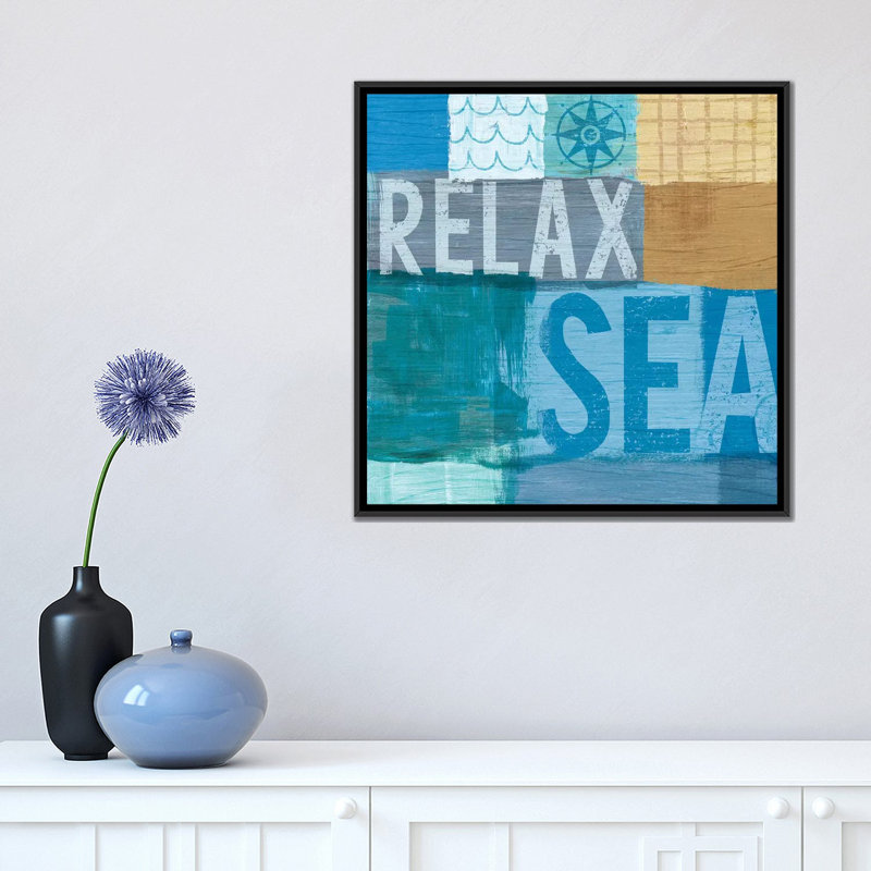 « beachscape series : collage iii », reproduction d’impression sur toile, H 18 po x l 18 po x P 1,5 po, Toile avec cadre noir