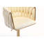 Ensemble de 2 tabourets de bar, avec repose-pieds chromé et base pivotante à hauteur réglable en velours velours mécanique + pieds dorés, ivoire