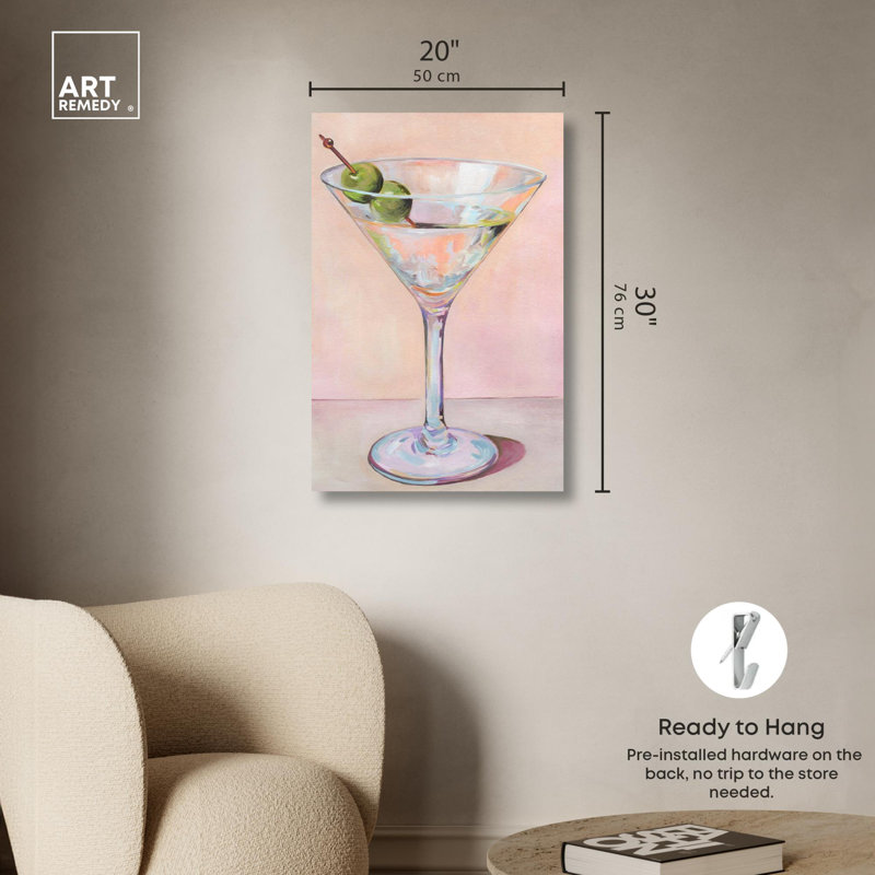 "Cocktail Time", impression côtière tendance par , H 30 po x l 20 po, Toile tendue