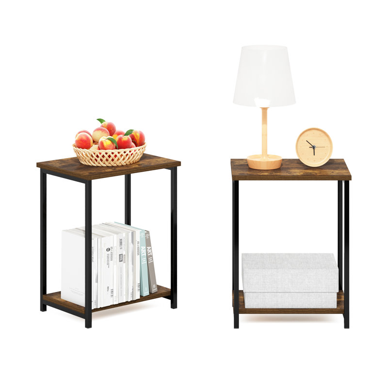 Ensemble de tables de bout avec rangement Aliyssa, H 19,7 po x l 15,2 po x P 11,7 po, Espresso / Noir, 1