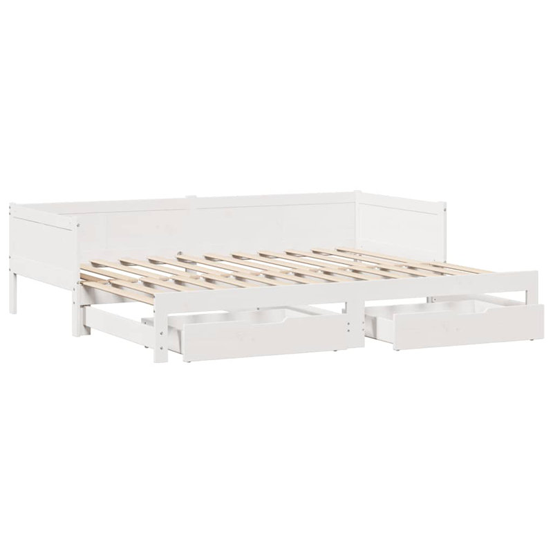 Daybed With Trundle And Drawers Without Mattress Single, White