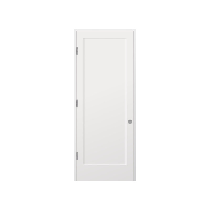 24 in. x 84 in.Right-Handed Solid Core White Primed Composite Single Prehung Interior Door Matte Black Hinges, 24" x 84"