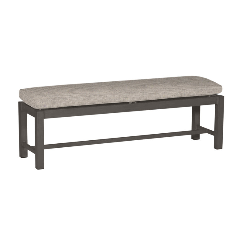 Banc d'extérieur sans dossier 60 po Club Wrought, Sunbrella® ‑ lin colombe, Pas de soudure, Gris ardoise