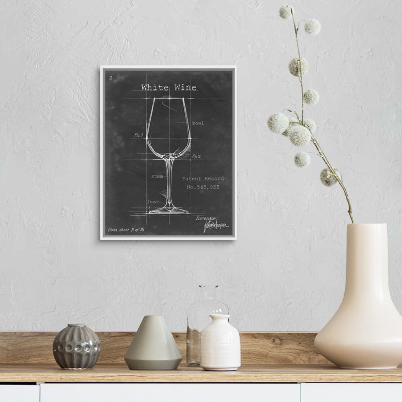 Barware Blueprint IV - Impression sur toile, H 15,7 po x l 12,7 po x P 1,75 po, Cadre flottant blanc