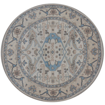One-of-a-Kind Round 5'10" X 5'10" New Age Round Wool Area Rug in Blue/Gray
