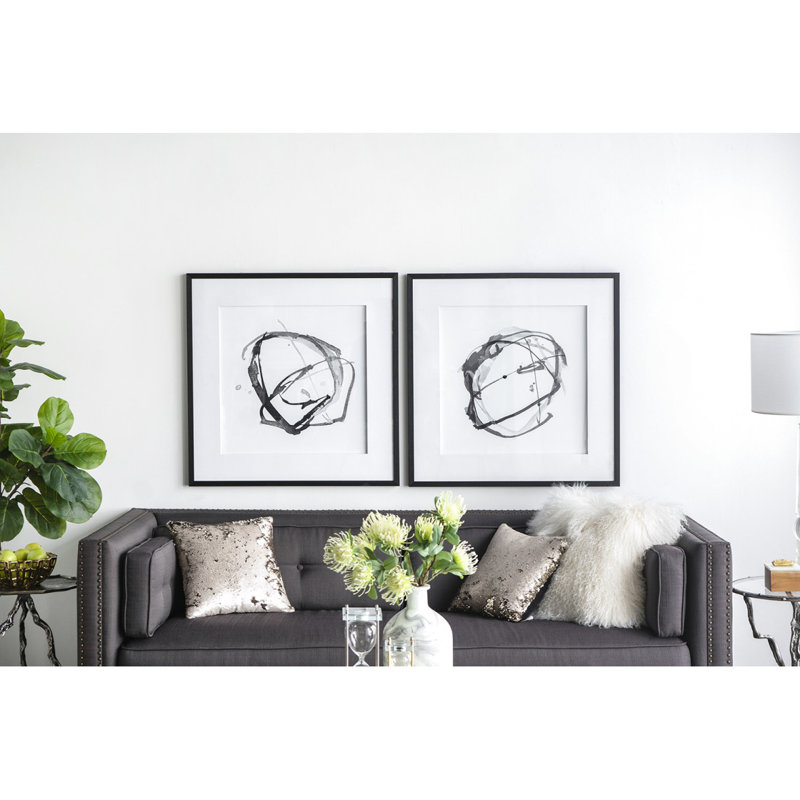 Ensemble de 2 art mural abstrait moderne, encadré carré, 31,5 po x 31,5 po