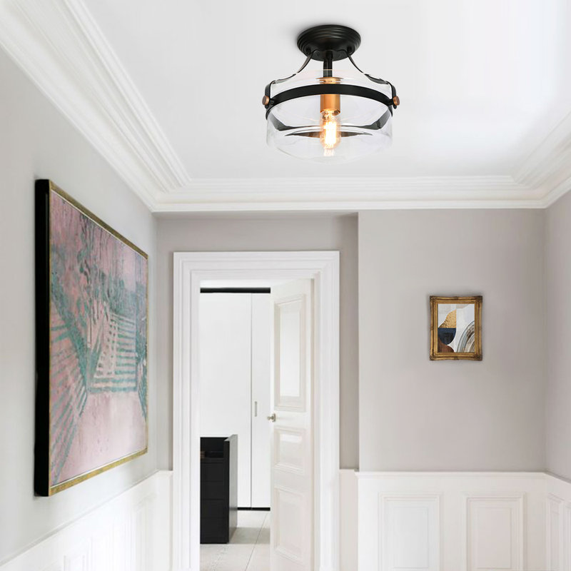 Plafonnier semi-encastré noir 1 lumière