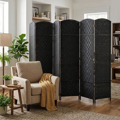 Andreu Folding Room Divider Screen Bamboo Woven Insert 71" High